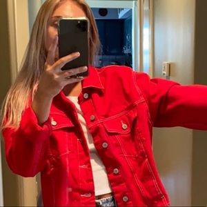 Red brandy Melville trucker jacket